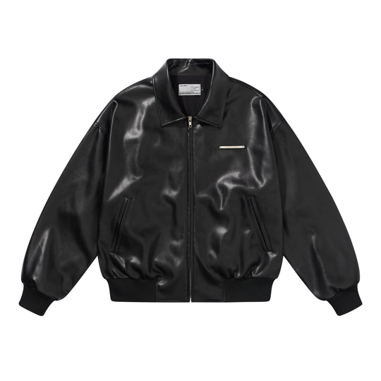 Harsh and Cruel Embossed PU Leather Embroidered Jacket