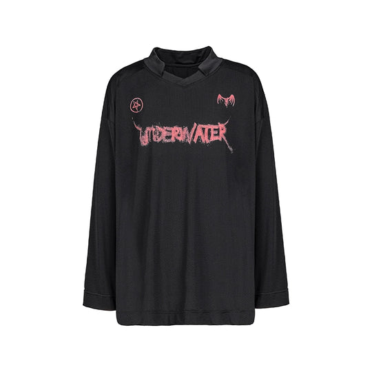 UNDERWATER Printed Patchwork Mesh Sports Long Sleeve Jersey Tee | Face 3 Face