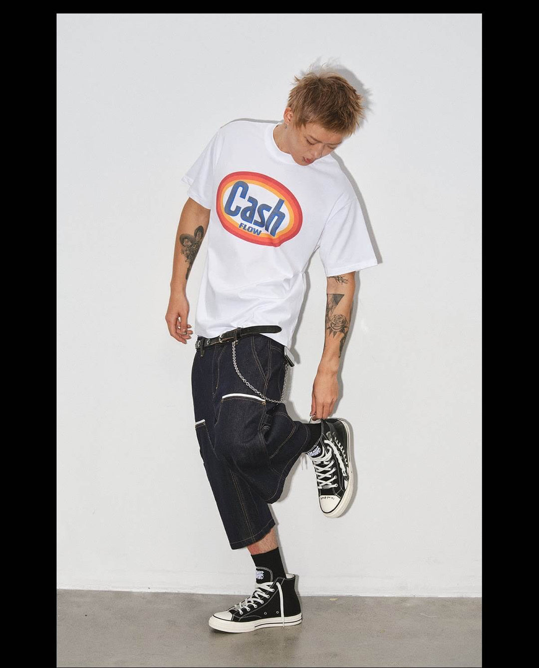 NOVACAM Cash Flow Letter Print Short Sleeve Tee | Face 3 Face