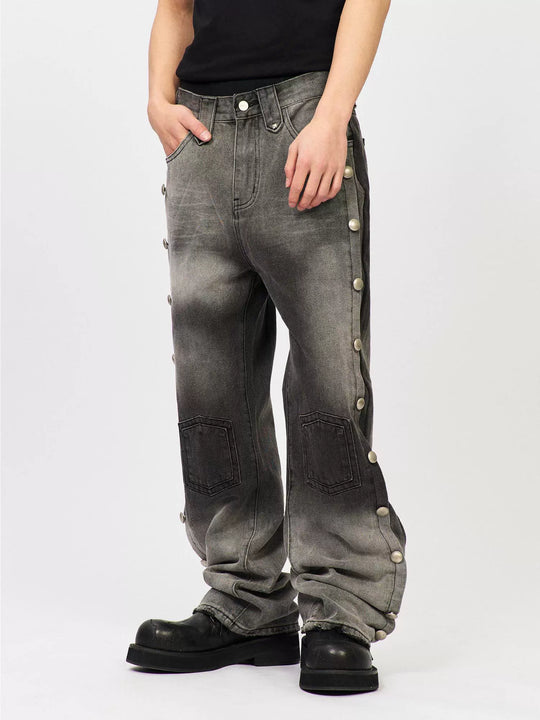 S45 Gradient Washed Metal Button Jeans | Face 3 Face