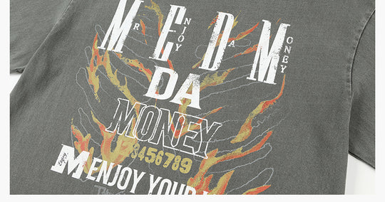 MEDM Flame Bones Graphic Washed Long Sleeve Tee | Face 3 Face