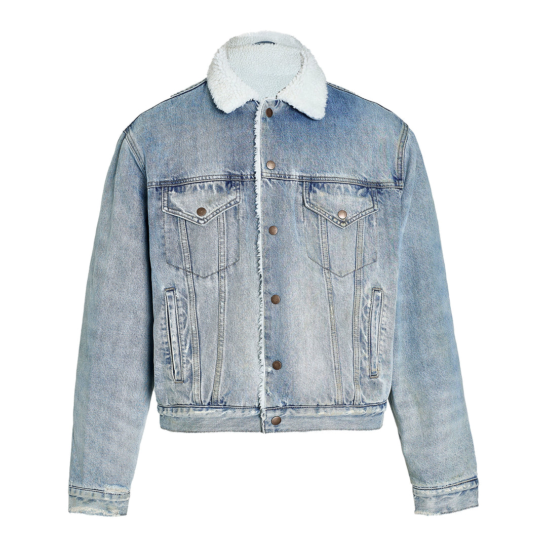 STEEPC Sherpa Lined Washed Denim Jacket | Face 3 Face