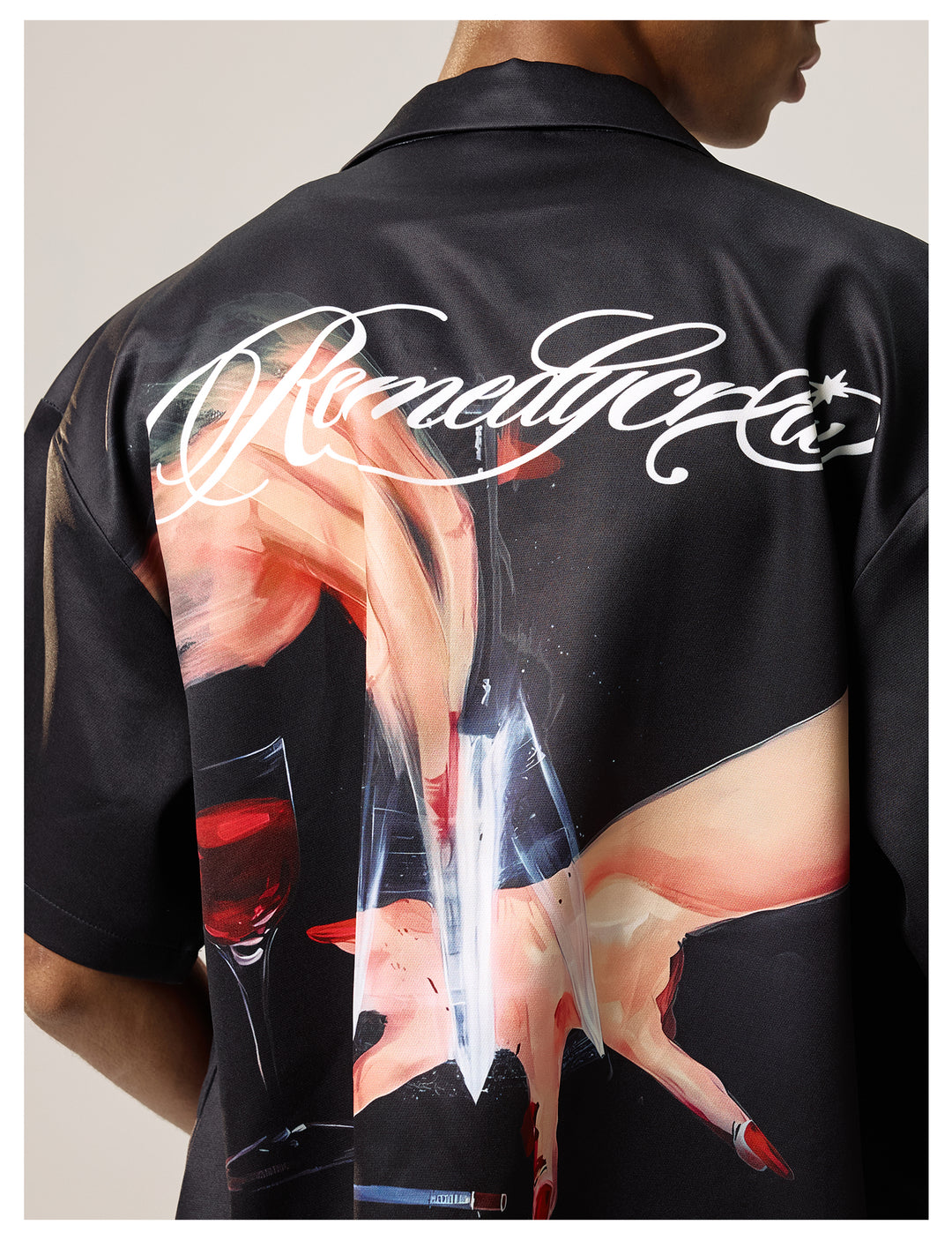 Remedy Finger and Wine Glass Full Print Short Sleeve Cuban Shirt | Face 3 Face