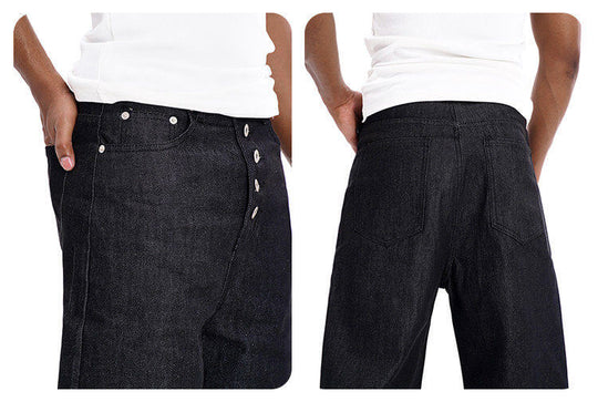 F3F Select Button Fly Baggy Denim Shorts