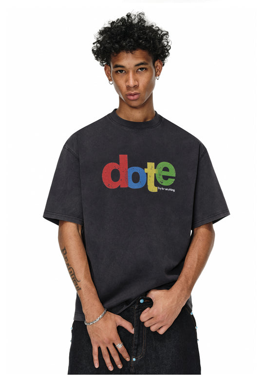 ANTIDOTE Dote Letter Print Washed Tee | Face 3 Face
