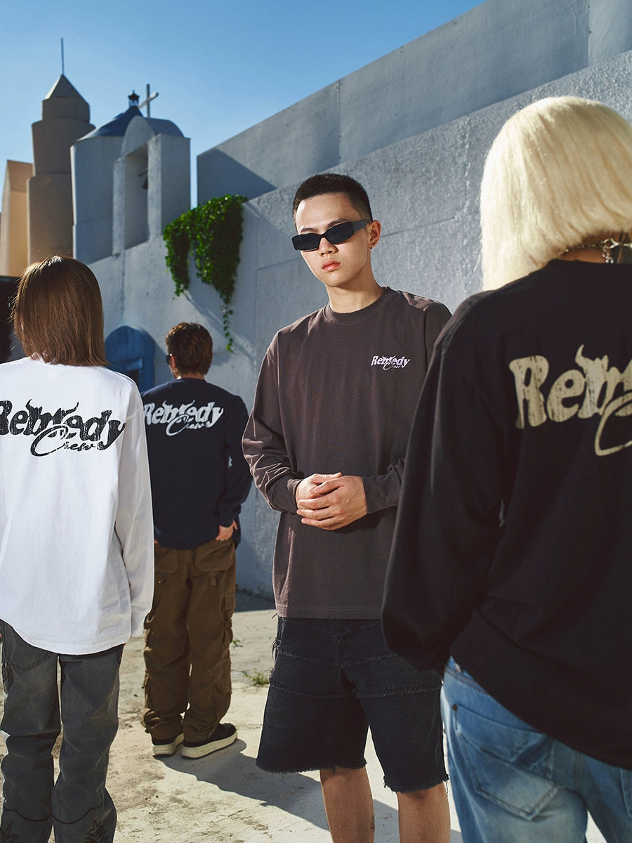 Remedy Cracked Logo Print Long Sleeve Tee | Face 3 Face