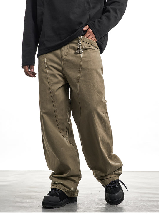 F3F Select Khaki Baggy Vertical Cut Work Pants | Face 3 Face