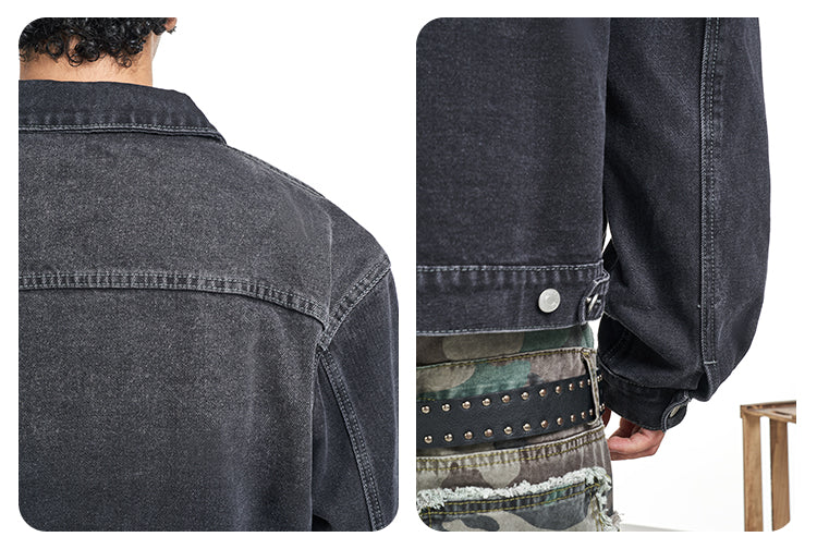 F3F Select Basic Washed Black Denim Jacket | Face 3 Face