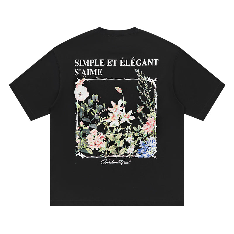 Harsh and Cruel Ink Illustration Floral Tee