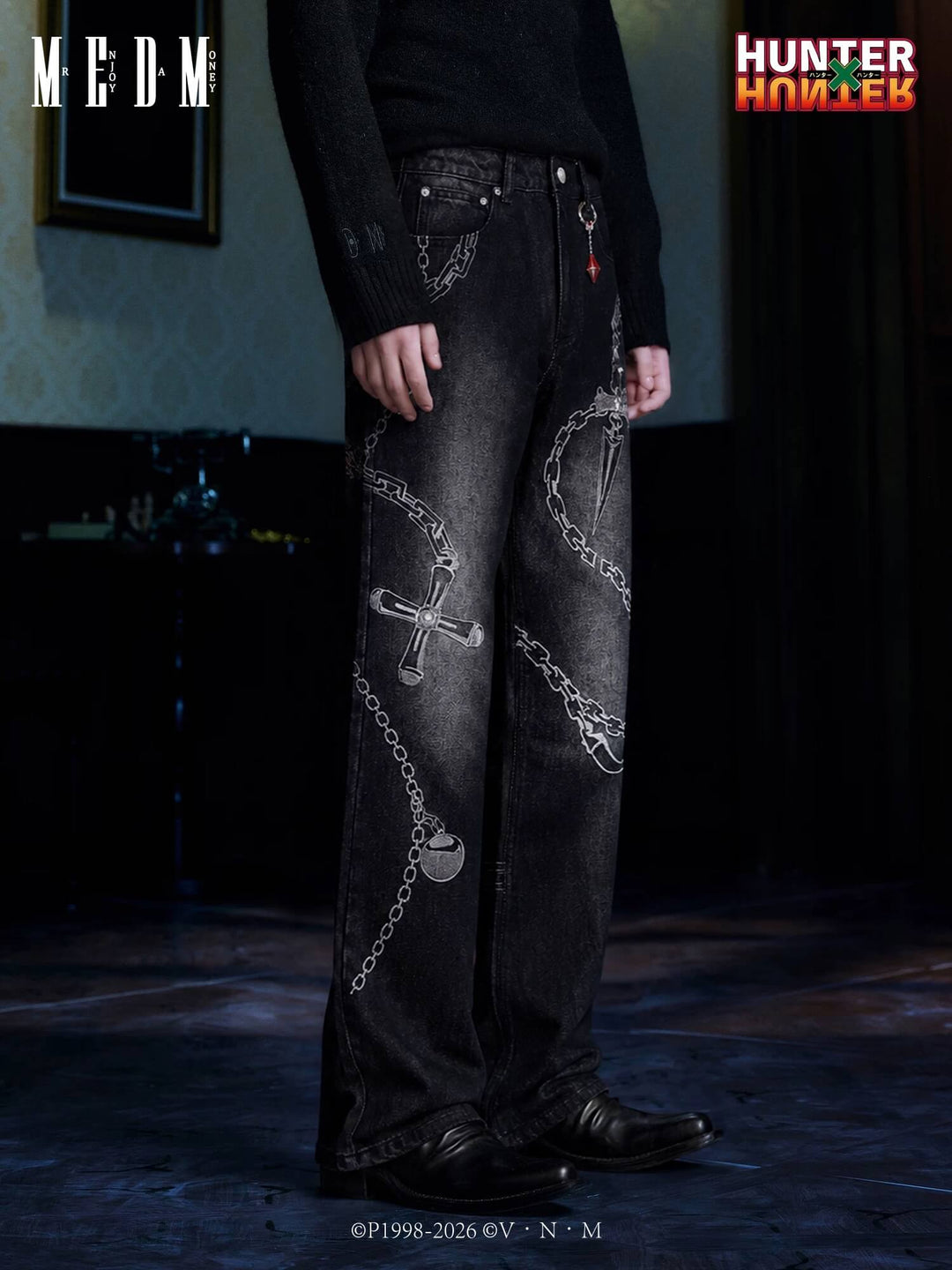 MEDM × HUNTER×HUNTER Kurapika Chain Embroidered Jeans
