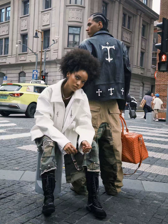 STEEPC Two Tone Leather Racing Jacket | Face 3 Face