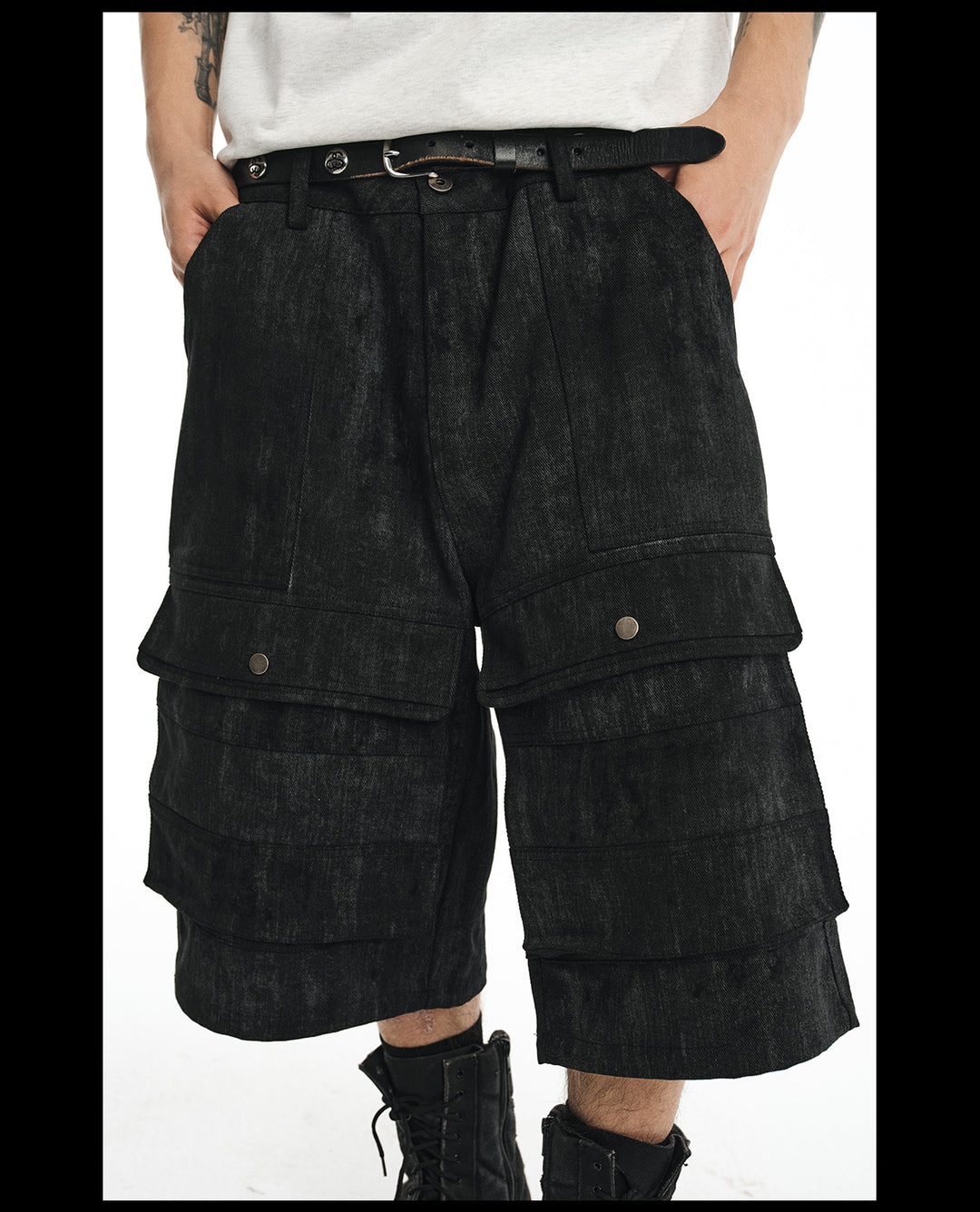 NOVACAM Camouflage & Black Baggy Work Cargo Shorts | Face 3 Face