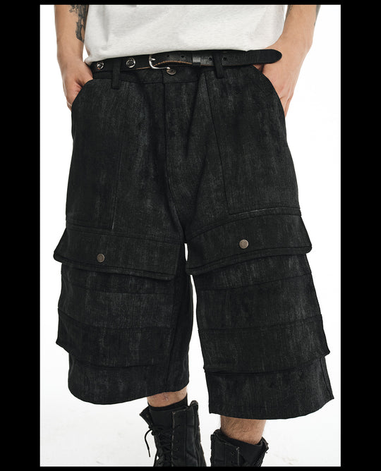 NOVACAM Camouflage & Black Baggy Work Cargo Shorts | Face 3 Face