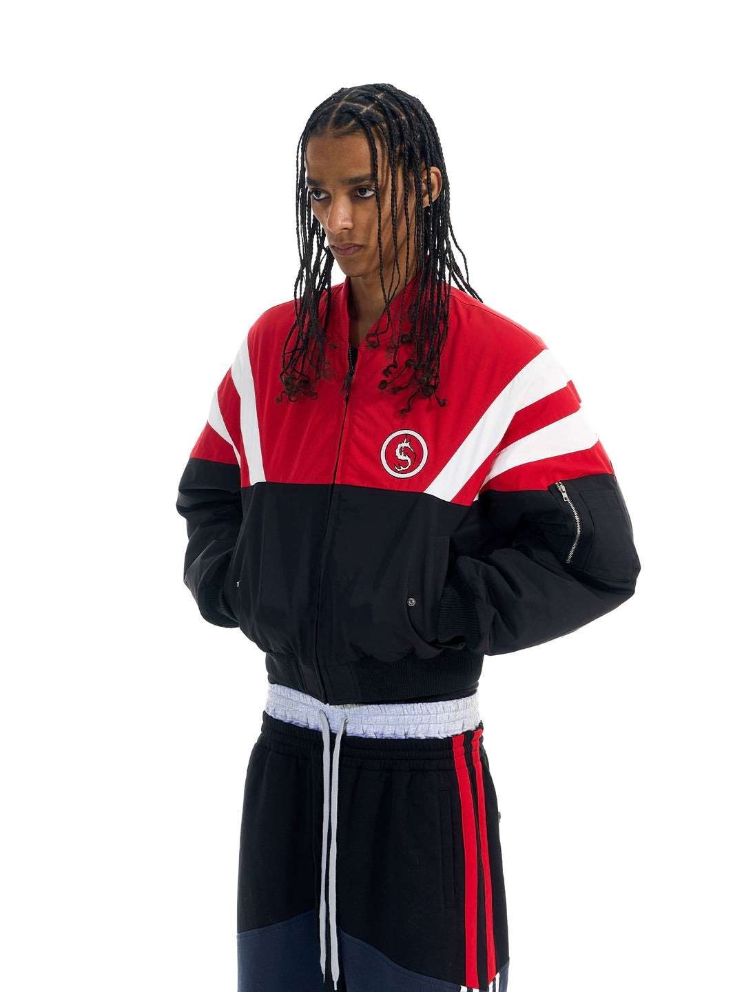 BLIND NO PLAN Contrast Color Sports Bomber Jacket | Face 3 Face