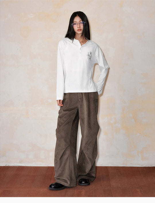 MEDM Rose Print Henley Long Sleeve Tee | Face 3 Face