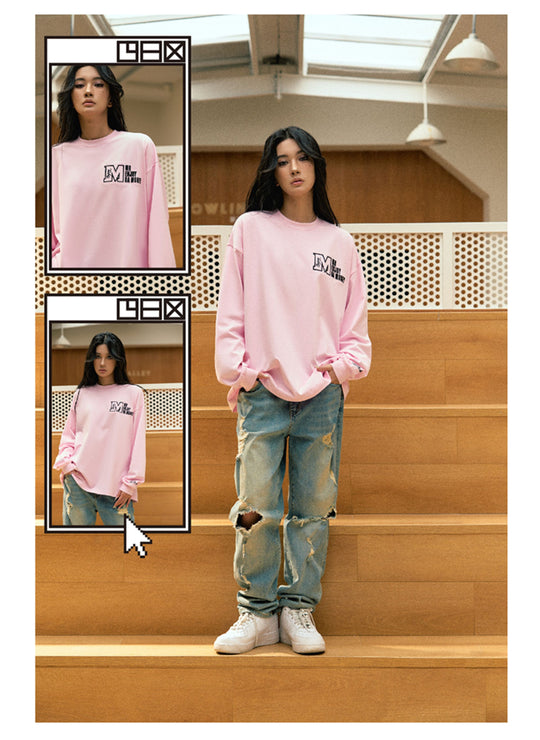 MEDM M Logo Embroidered Long Sleeve Tee | Face 3 Face