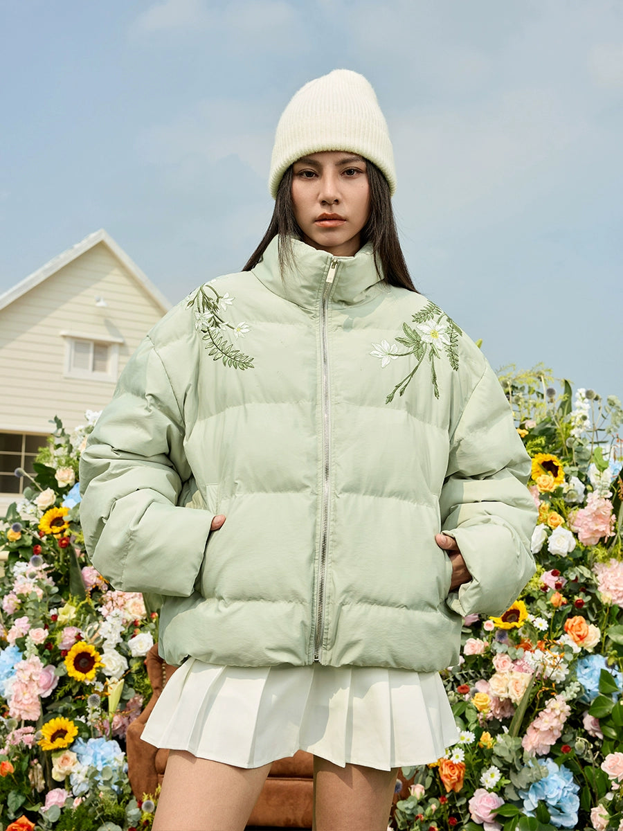 Harsh and Cruel Floral Pearl Embroidery Down Jacket | Face 3 Face