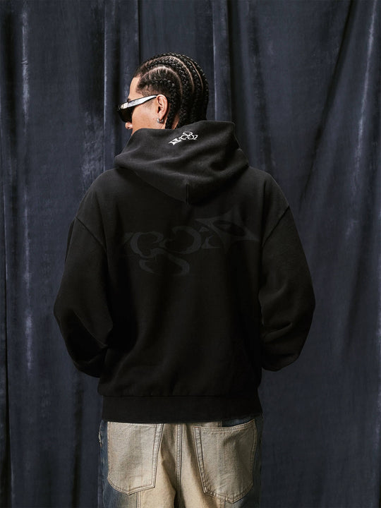 1807 Handcrafted Distressed Print Zip Up Hoodie | Face 3 Face