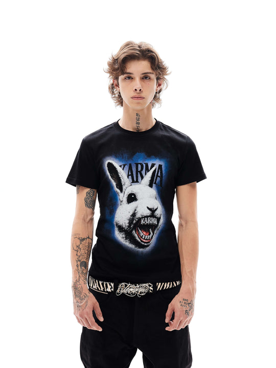 KARMANISTIC Rabbit Graphic Rhinestone Short Sleeve Tee | Face 3 Face