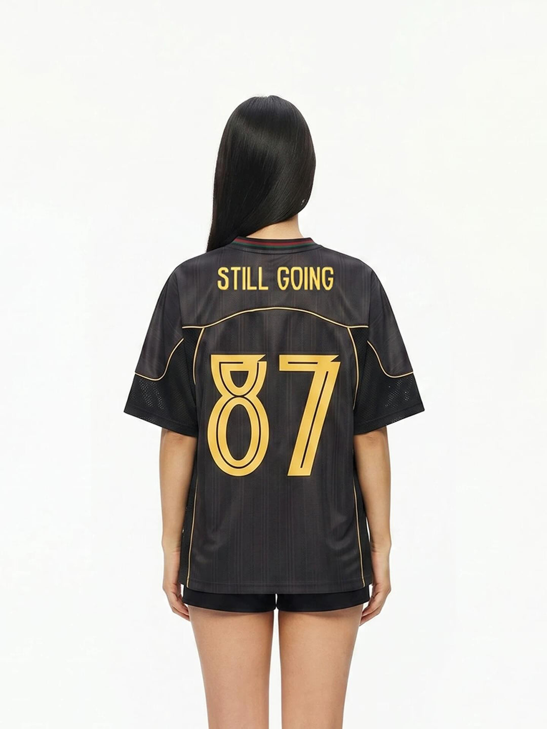 1807 Black Gray Color Block Short Sleeve Soccer Jersey
