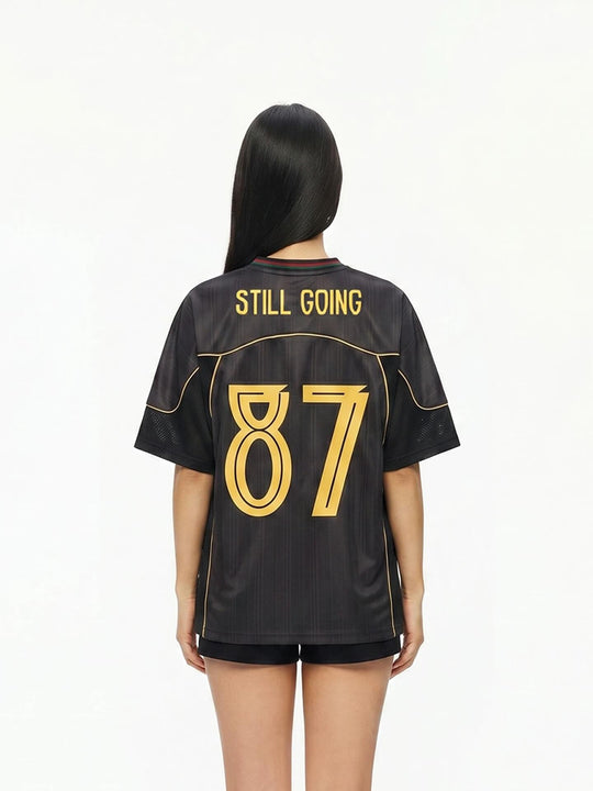 1807 Black Gray Color Block Short Sleeve Soccer Jersey