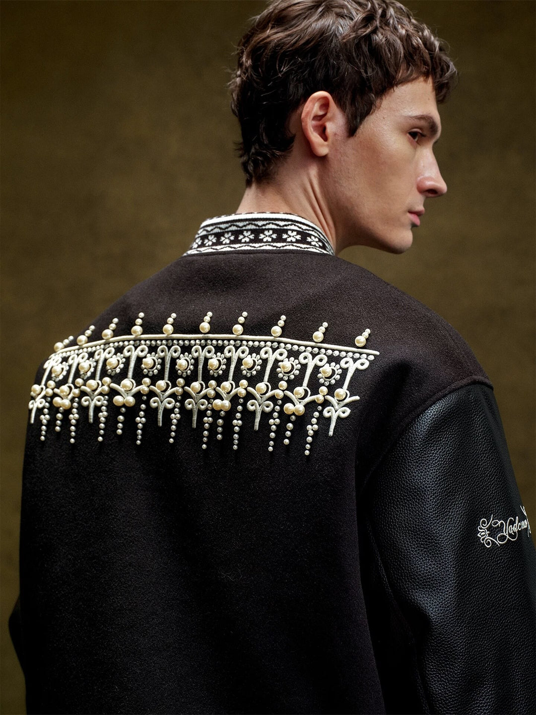 YADcrew 3D Embroidered Pearl Varsity Jacket | Face 3 Face