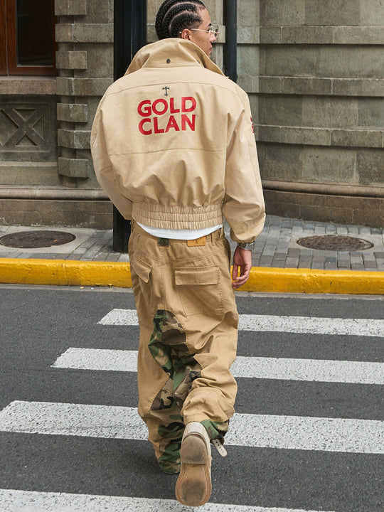 STEEPC Khaki Camouflage Patchwork Baggy Work Pants | Face 3 Face