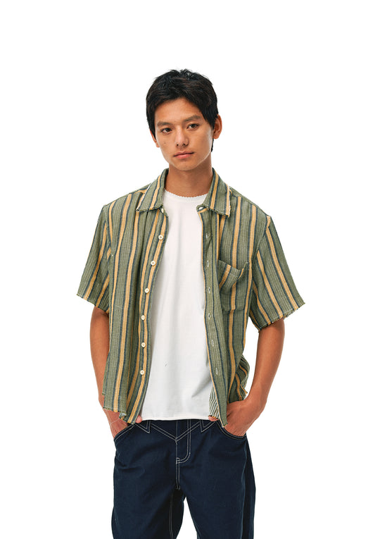 EVILKNIGHT(EK) Striped Plaid Reversible Short Sleeve Shirt | Face 3 Face