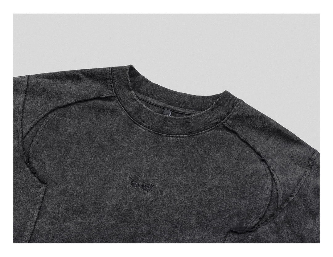 UNDERWATER Black Sand-Washed Faded Deconstructed Tee | Face 3 Face