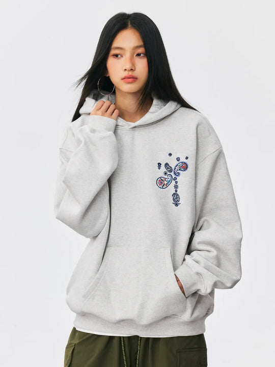 MEDM Ethnic Paisley Flower Embroidered Hoodie | Face 3 Face