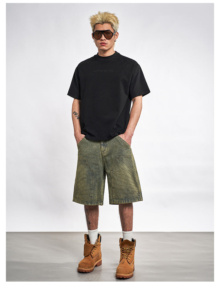 F3F Select Double Knee Line Stitch Denim Shorts | Face 3 Face