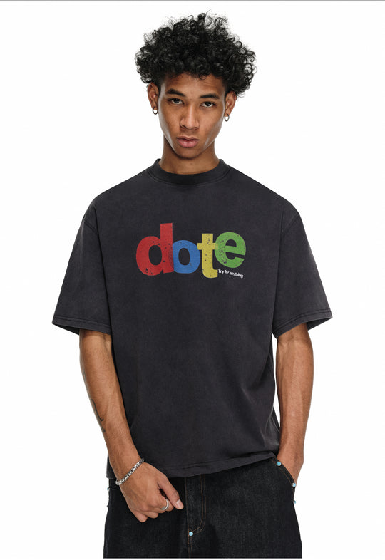 ANTIDOTE Dote Letter Print Washed Tee | Face 3 Face