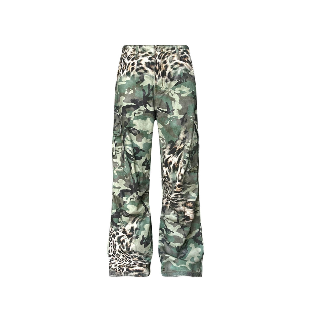 S45 Leopard Camouflage Print Cargo Pants | Face 3 Face