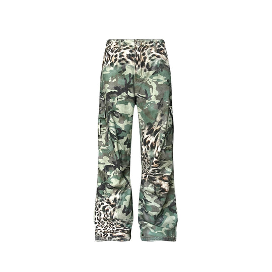 S45 Leopard Camouflage Print Cargo Pants | Face 3 Face