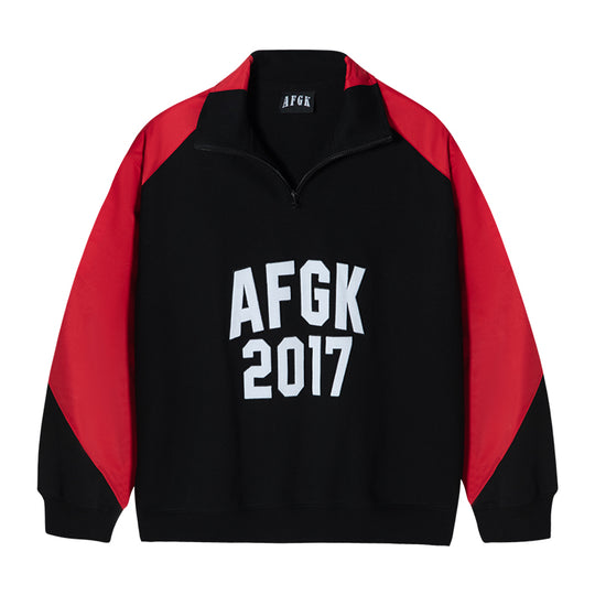 AFGK Standing Collar Patchwork Color Blocking Sweatshirt