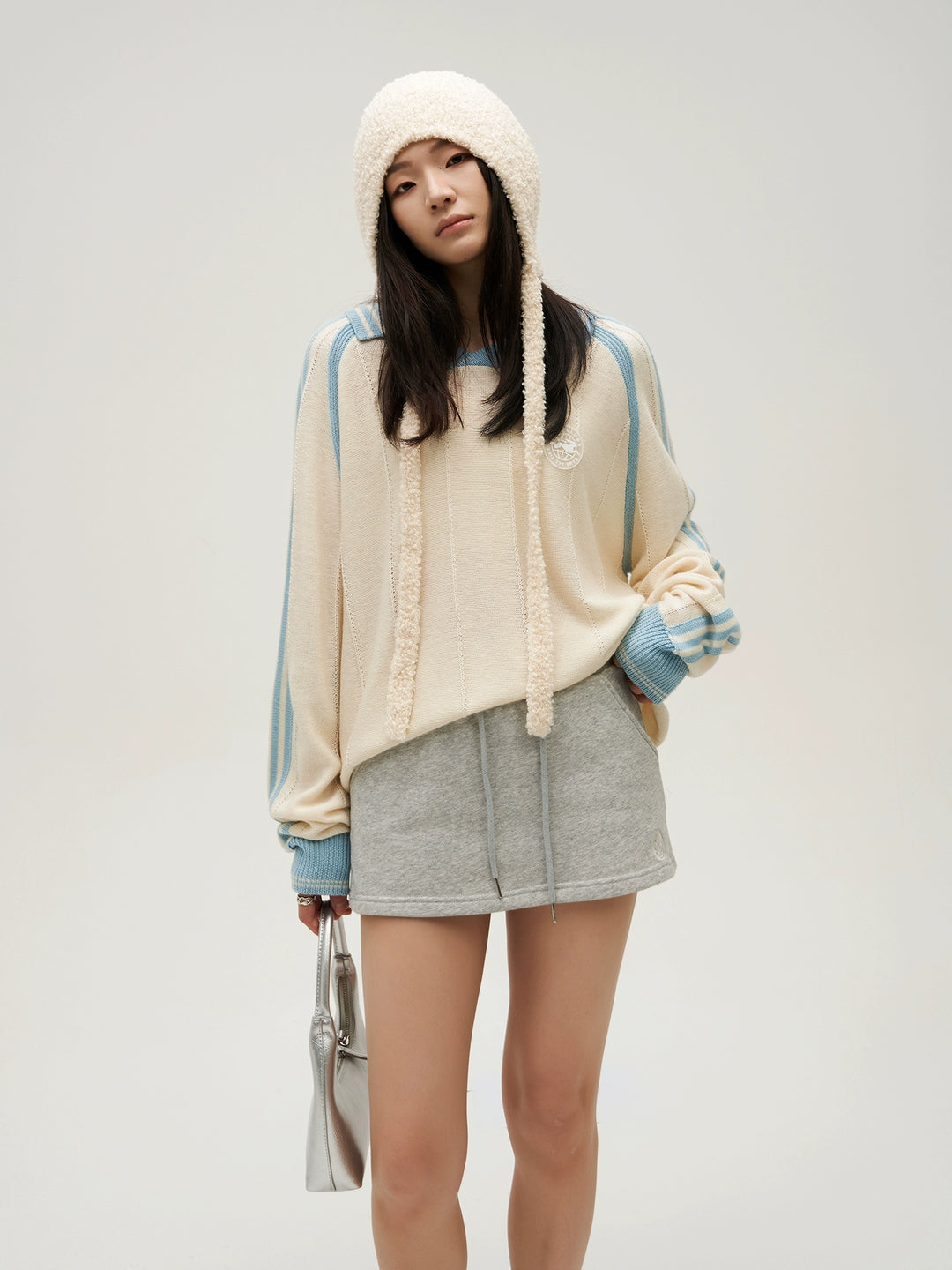 VOTE Multicolor Striped Polo Collar Knit Sweater