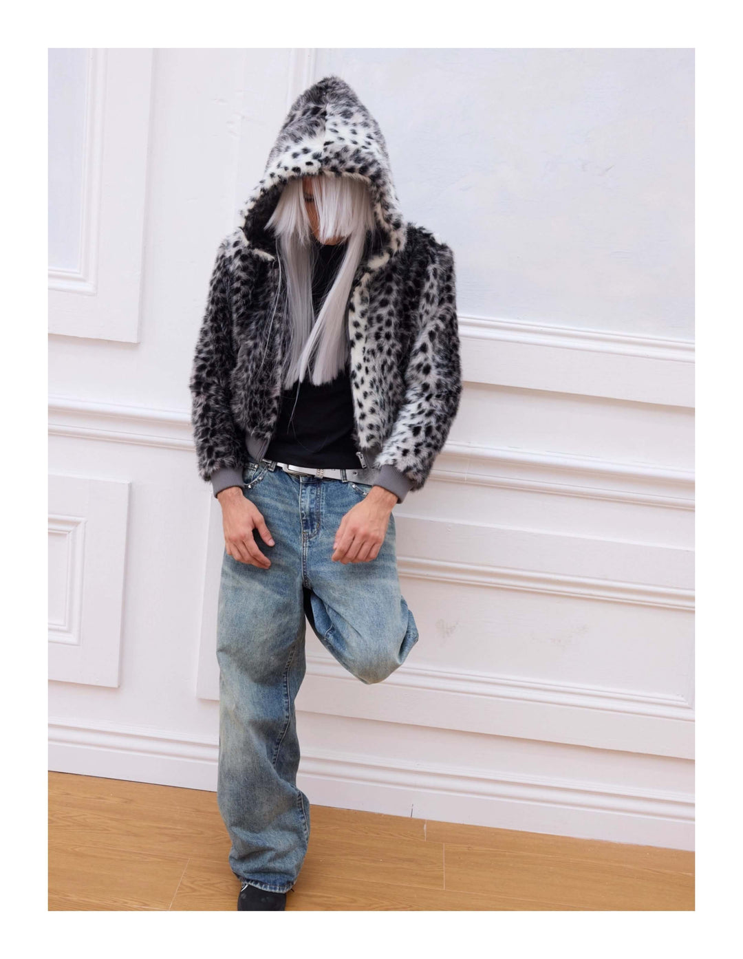 KARMANISTIC Leopard Fur Hooded Jacket | Face 3 Face
