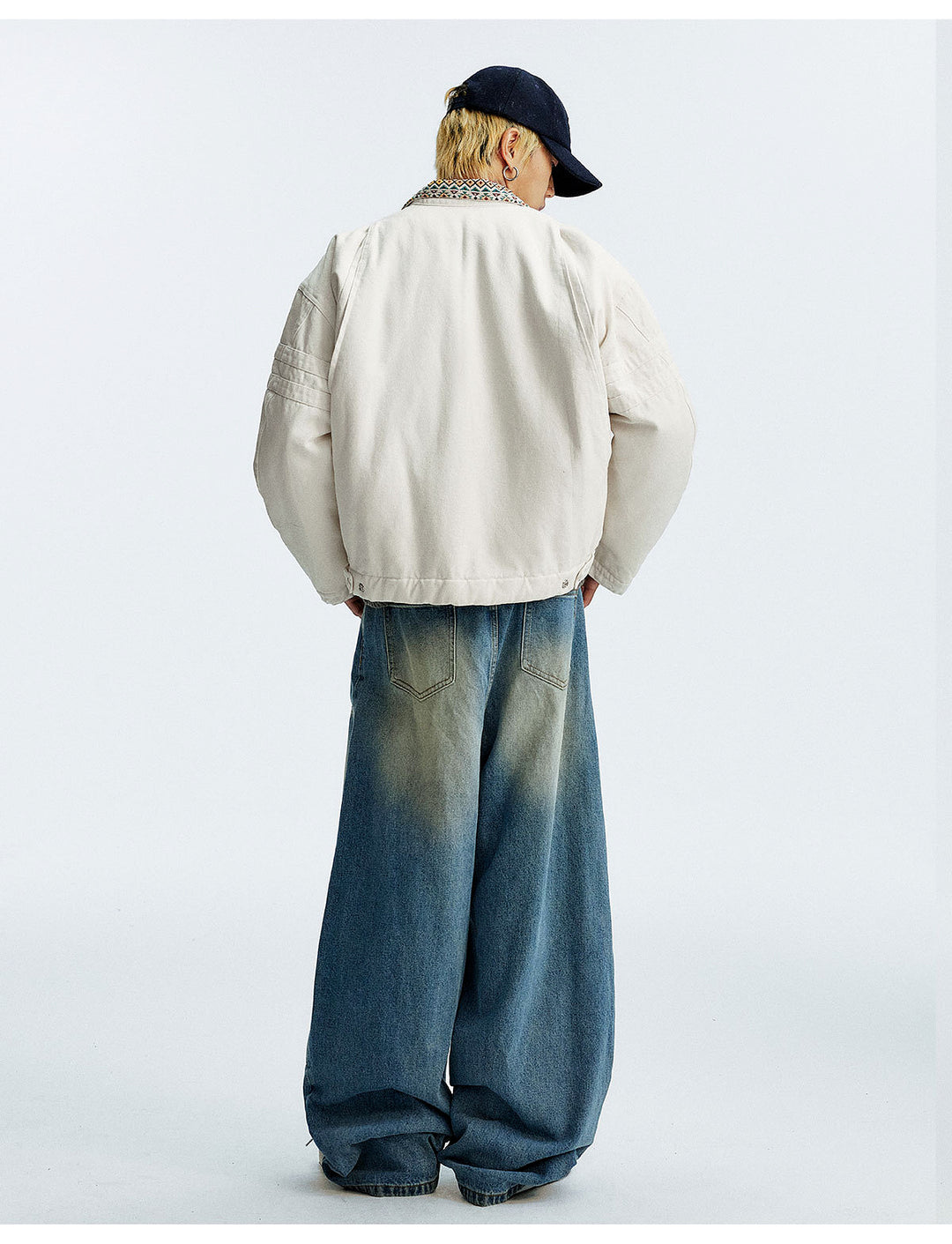 MEDM Ethnic Collar Patch Pocket Quilted Lined Work Jacket | Face 3 Face