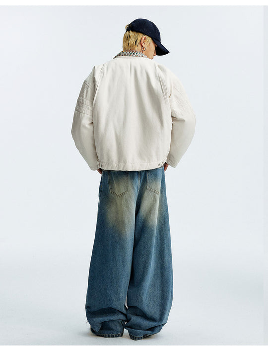 MEDM Ethnic Collar Patch Pocket Quilted Lined Work Jacket | Face 3 Face