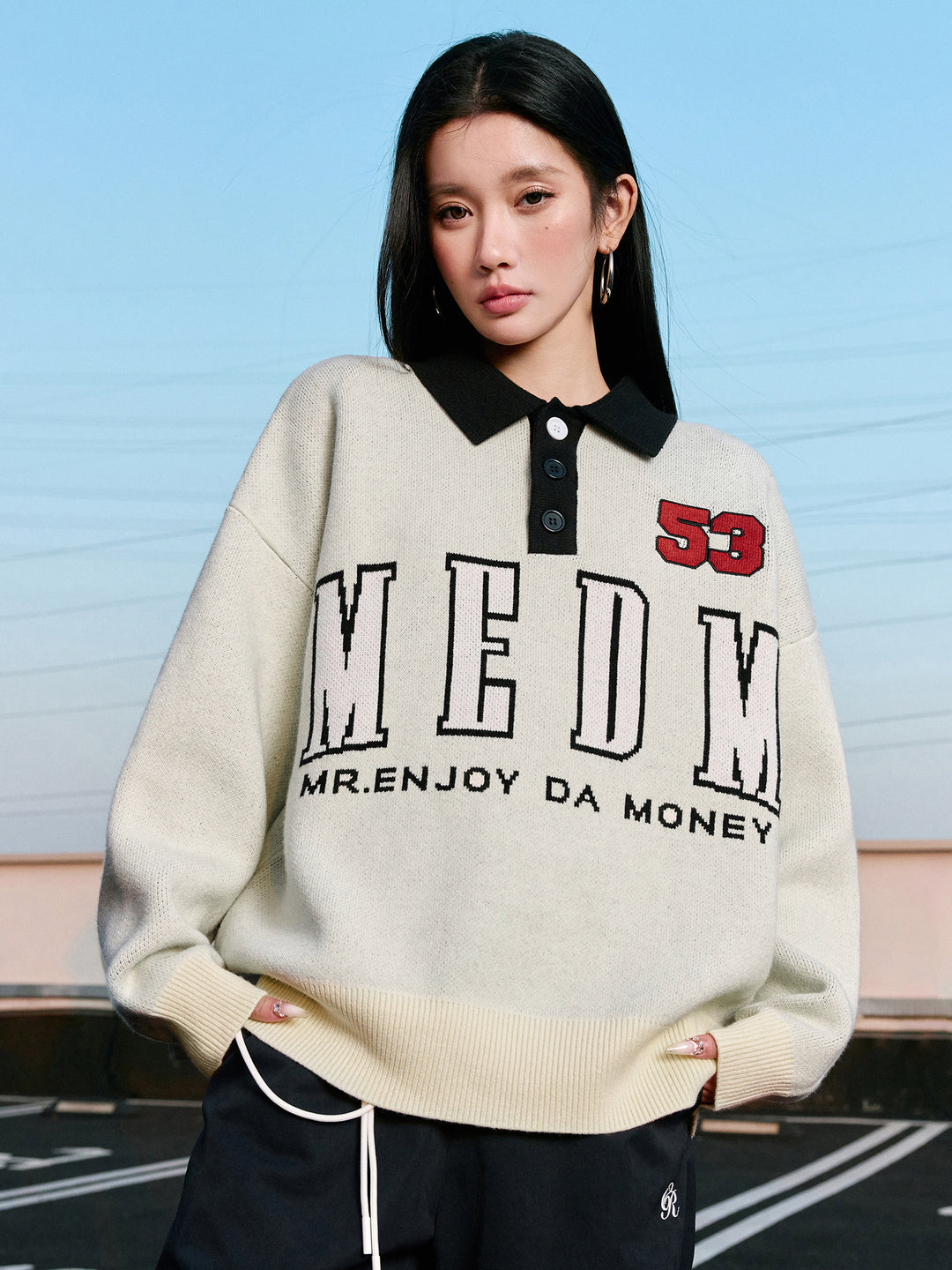 MEDM Patchwork Striped Elbow Knit Sweater | Face 3 Face