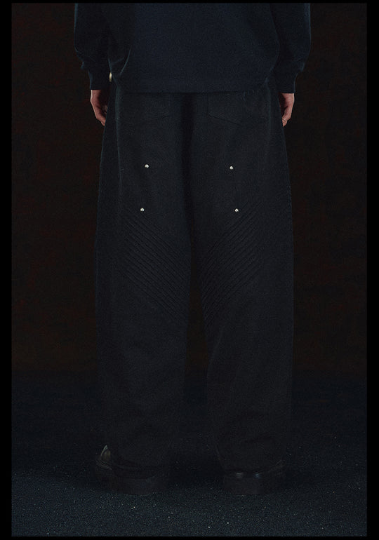 DICETINY Fake Darts Knees Patchwork Studs Pants | Face 3 Face