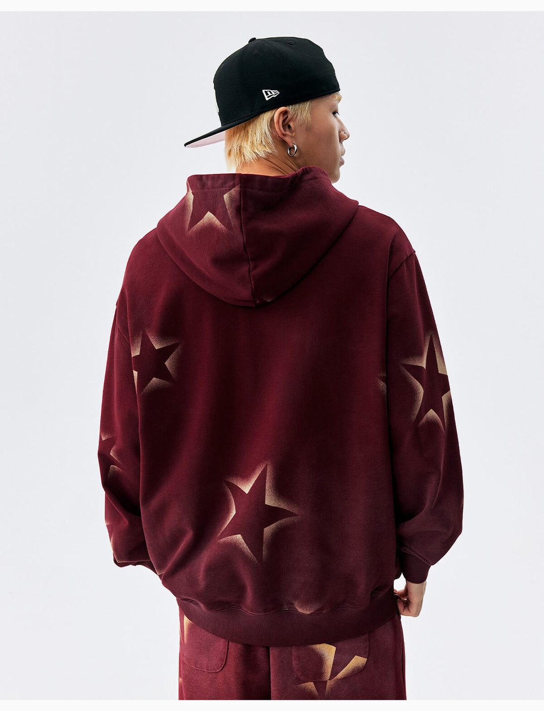 MEDM Washed Star All Over Print Zip Up Hoodie | Face 3 Face