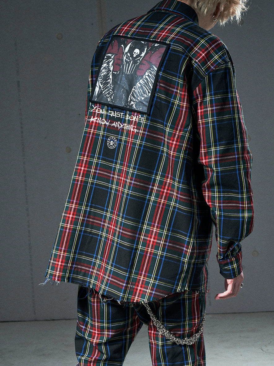 VENTUREK Tartan Check Patch Print Long Sleeve Shirt | Face 3 Face