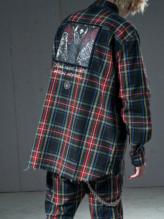 VENTUREK Tartan Check Patch Print Long Sleeve Shirt | Face 3 Face
