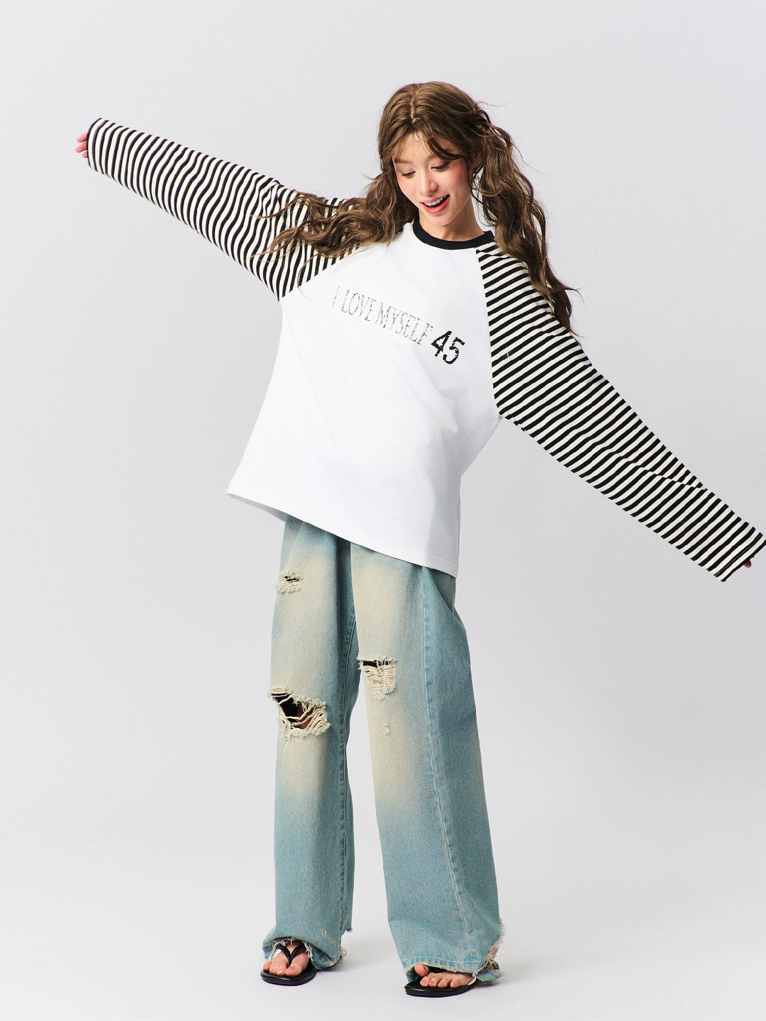 S45 Striped Raglan Sleeve Long-Sleeve Tee | Face 3 Face