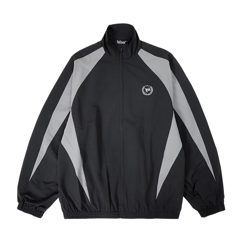 VOTE Black & Gray Patchwork Sport Track Jacket