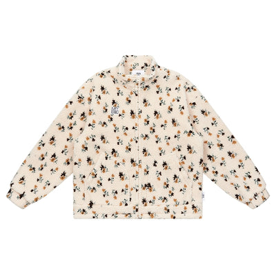 EMPTY REFERENCE Floral Pattern Sherpa Fleece Jacket | Face 3 Face