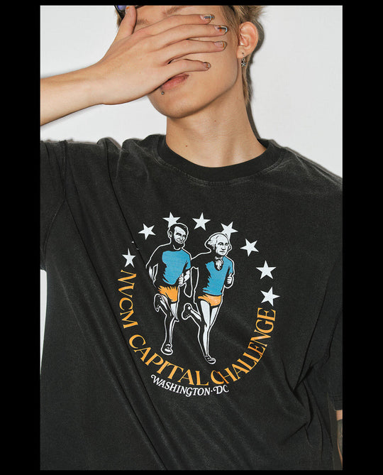 NOVACAM Running Graphic Print Washed Short Sleeve Tee | Face 3 Face