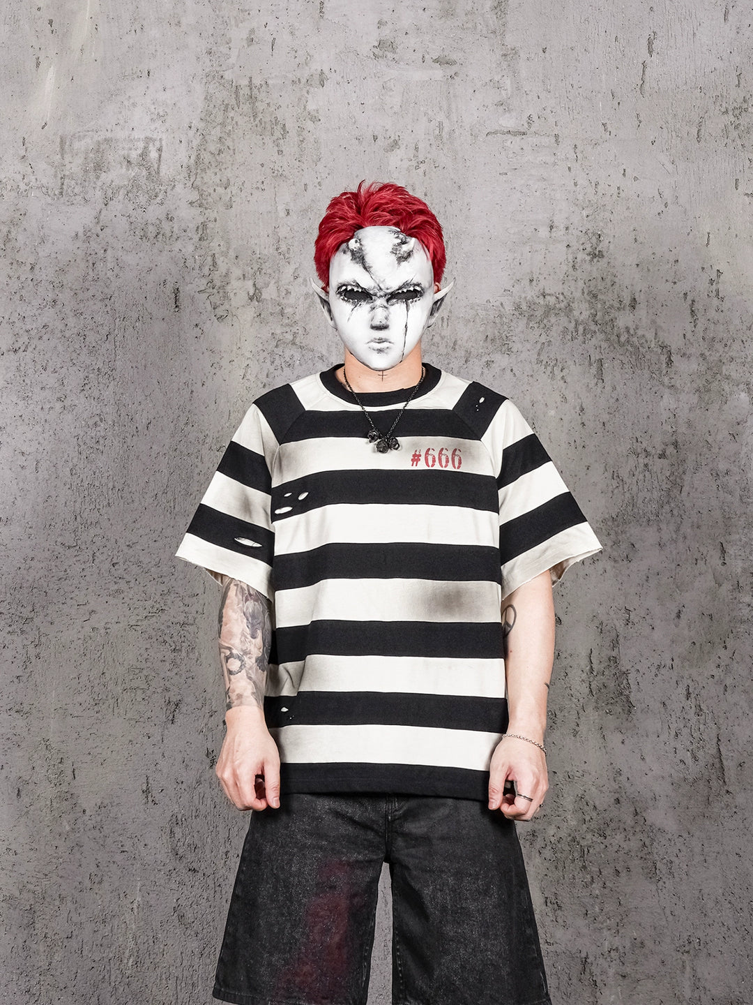 UNDERWATER Jailbird Dirty Dye Cut Distressed Stripe Tee | Face 3 Face