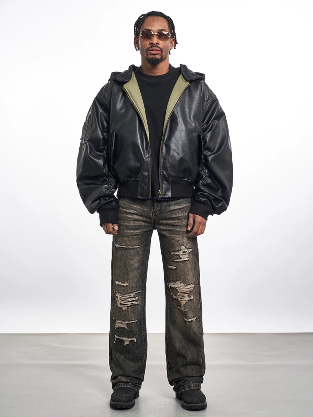 F3F Select Washed Black Gray Multi Hole Jeans | Face 3 Face